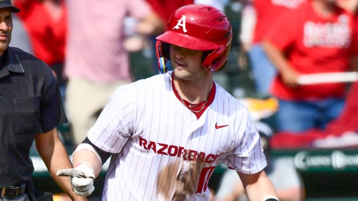 Razorbacks' Peyton Stovall after homer against Missouri